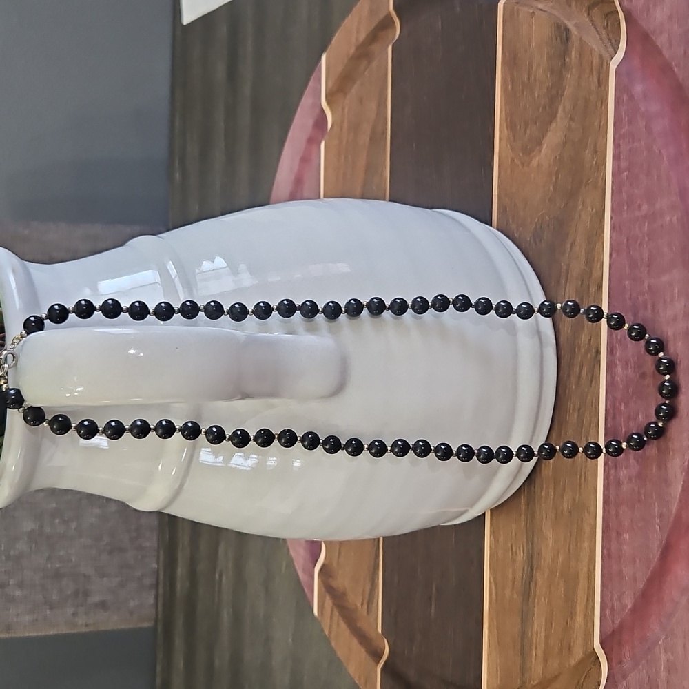 Black and Gold Beaded Necklace